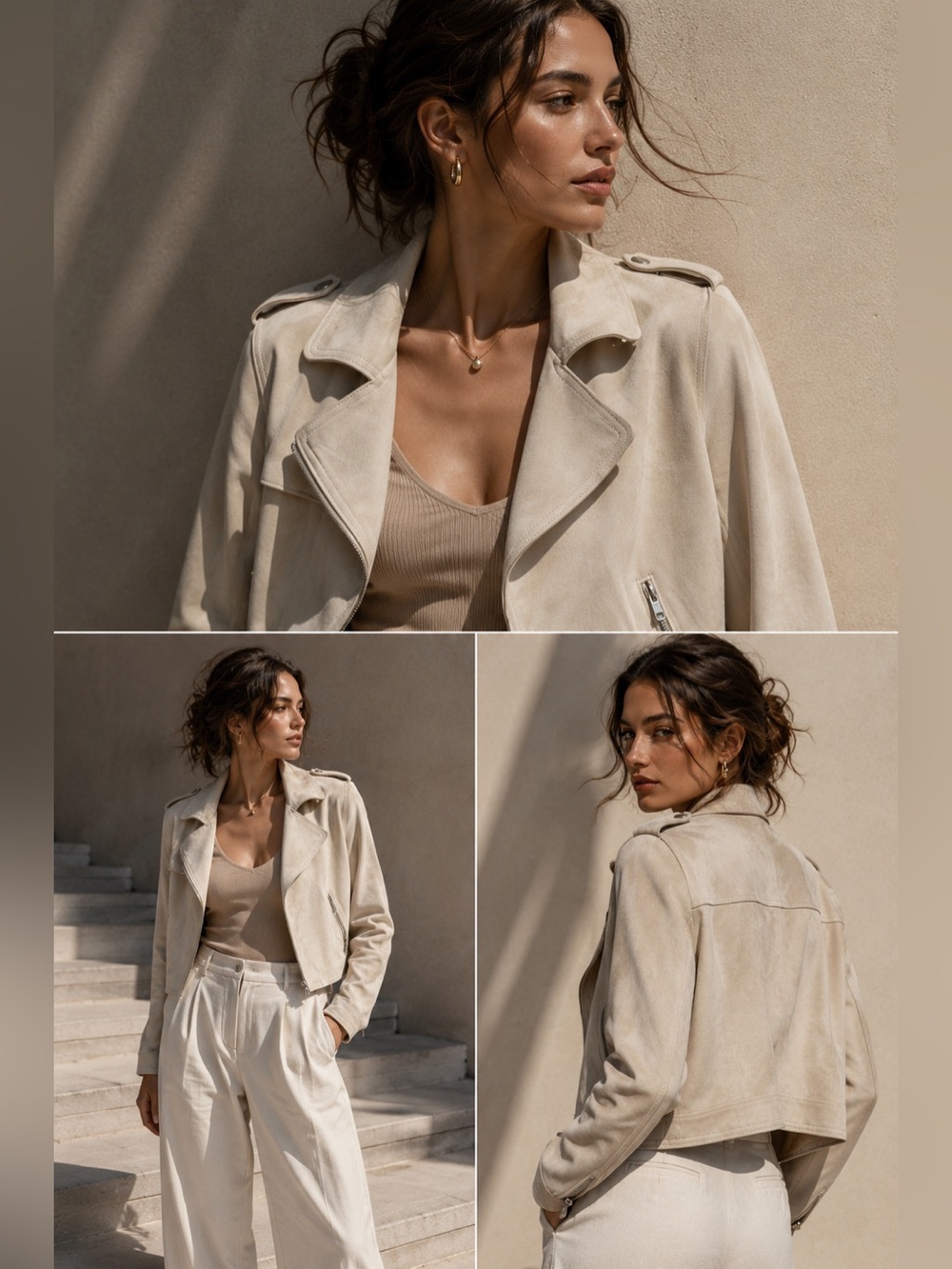 Philosophy Cream Faux Leather Jacket Cropped Lapel - Picture 1 of 7